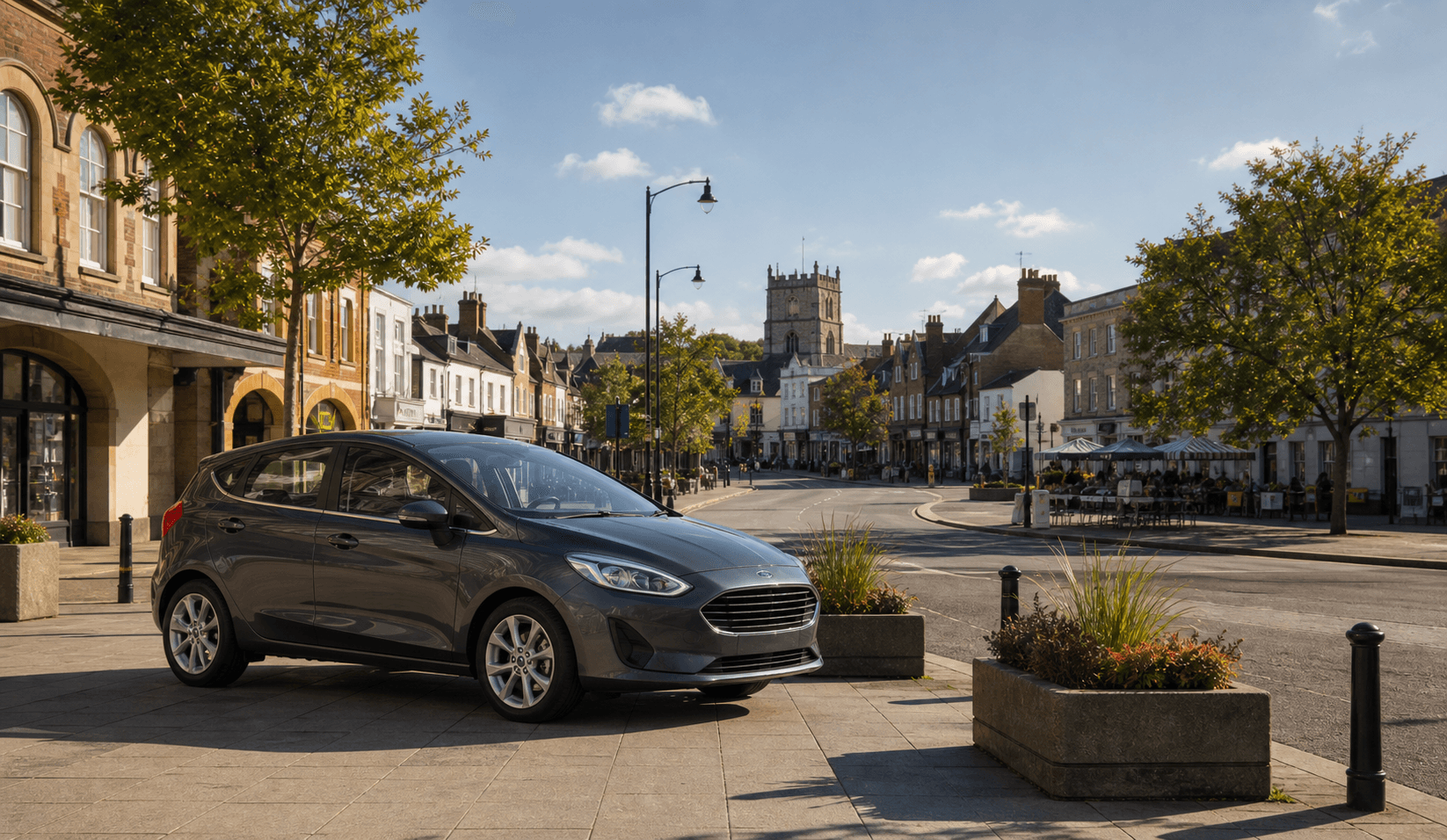 Compact hire car ready for practical travel around Wimborne Minster